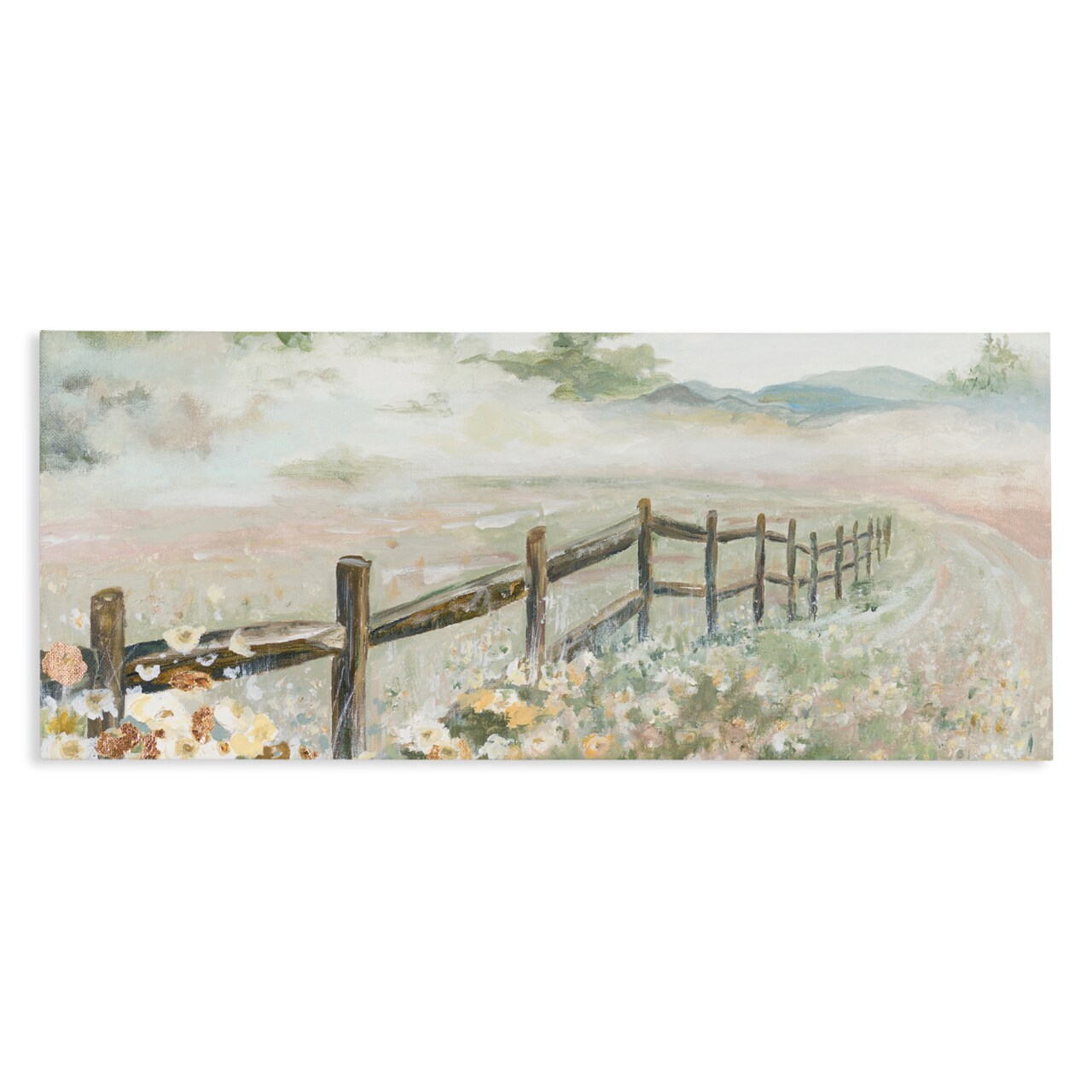 Stupell Industries Soft Fence with Flowers Canvas, design by Patricia Pinto